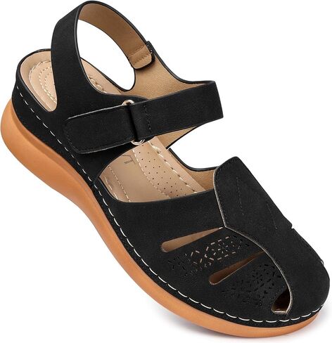 SWQZVT Women Comfortable Flat Sandals: Closed Toe Dressy Summer Sandal - Fisherman Hollow Out Walking Sandals in Saudi Arabia