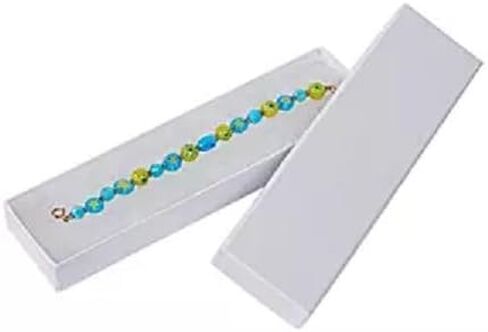 RJ Displays-6 Pack Swirl White Paper Cotton Filled Cardboard Jewelry Gift box for Necklace, Watch, Bracelets, Pen, Pocket Watches and Anklets Size- (8.1" x 2,2" x 1") in Kuwait
