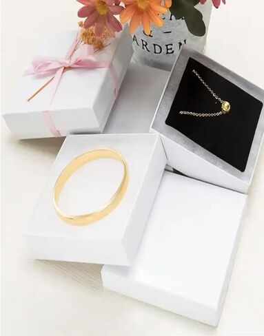 RJ Displays-6 Pack Swirl White Paper Cotton Filled Cardboard Jewelry Gift box for Necklace, Watch, Bracelets, Pen, Pocket Watches and Anklets Size- (8.1" x 2,2" x 1") in Kuwait
