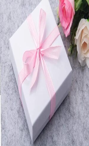 RJ Displays-6 Pack Swirl White Paper Cotton Filled Cardboard Jewelry Gift box for Necklace, Watch, Bracelets, Pen, Pocket Watches and Anklets Size- (8.1" x 2,2" x 1") in Kuwait