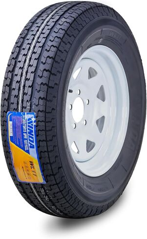 WINDA Trailer Tire Wheel Assembly ST205/75R15 8-Ply D 107L 5 Lug on 4.5" PCD White Spoke Rim in Saudi Arabia