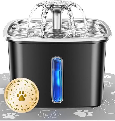 Veken Innovation Award Winner Stainless Steel Cat Water Fountain, 95oz/2.8L Automatic Pet Fountain Dog Water Dispenser with Replacement Filters & Silicone Mat for Cats, Dogs, Multiple Pets（Purple） in Kuwait