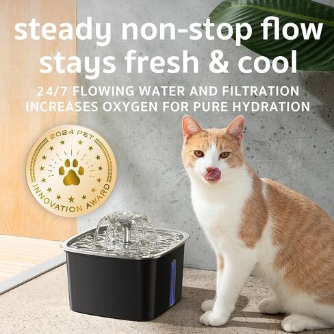 Veken Innovation Award Winner Stainless Steel Cat Water Fountain, 95oz/2.8L Automatic Pet Fountain Dog Water Dispenser with Replacement Filters & Silicone Mat for Cats, Dogs, Multiple Pets（Purple） in Kuwait