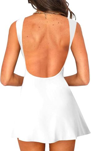 Lancifolium Backless Boat Neck Sleeveless Tank Sundress for Women Summer 2024 Cocktail Party Date Night Mini Dresses in Kuwait