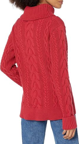 Cable Stitch Women's Cotton Blend Cable Knit Turtleneck Pullover Sweater in Saudi Arabia