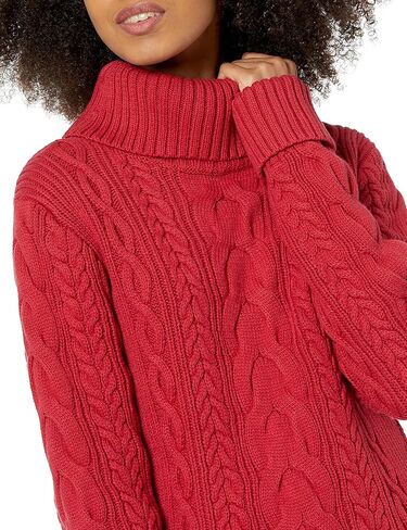 Cable Stitch Women's Cotton Blend Cable Knit Turtleneck Pullover Sweater in Saudi Arabia