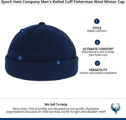 Men's Rolled Cuff Fisherman Wool Winter Cap in Saudi Arabia