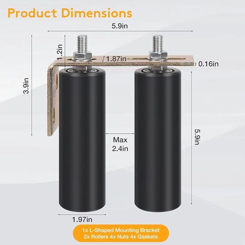 6" Gate Roller Guide with L-Bracket, Universal Adjustable Heavy Duty Sliding Gate Rollers,Sliding Gate Kit, Black Sliding Gate Guide Roller in Kuwait
