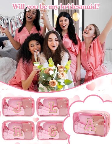 Gift Sets for Women, Initial Makeup Bag with Makeup Brush Set Bachelorette Party Favors, Pink Spa Kit with Skincare Headbands Wrist Bands Sleepover Party Supplies Gifts for Teen Girls Bridesmaid A in Kuwait