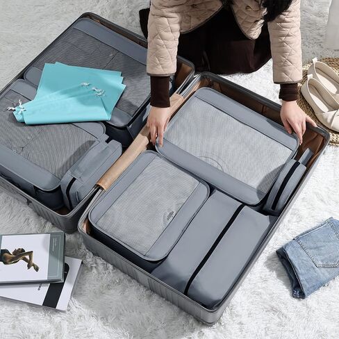 Packing Cubes for Travel 11 Sets of Packing Cubes for Suitcases, Travel Cubes Organizer, Luggage Organizer with Shoes Bag Underwear bag Electronics Bag（Black） in Saudi Arabia
