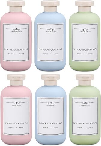 10oz 6Pcs Green Plastic Refillable Travel Shampoo And Conditioner Bottles Plastic Refillable Travel Shampoo Bottles With Flip Cap Plastic Refillable Shampoo And Conditioner Bottles Travel Size in Saudi Arabia