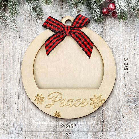 Christmas Picture Frame Ornament for Christmas Tree Stocking Decorations, 10PCS Bulk Wood Photo Hanging Ornaments Holiday Xmas Gift (Christmas Ball) in Kuwait