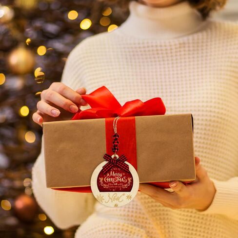 Christmas Picture Frame Ornament for Christmas Tree Stocking Decorations, 10PCS Bulk Wood Photo Hanging Ornaments Holiday Xmas Gift (Christmas Ball) in Kuwait