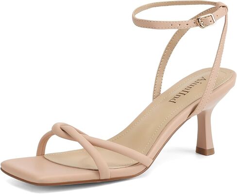 AIUNIIND Women's Kitten Low Heel Sandals, Strappy Square Open Toe 2.5 inch | Adjustable Ankle Strap, Comfortable All Day, for Summer, Going out, Dress, Party, Prom, Wedding Guest Occasions in Saudi Arabia