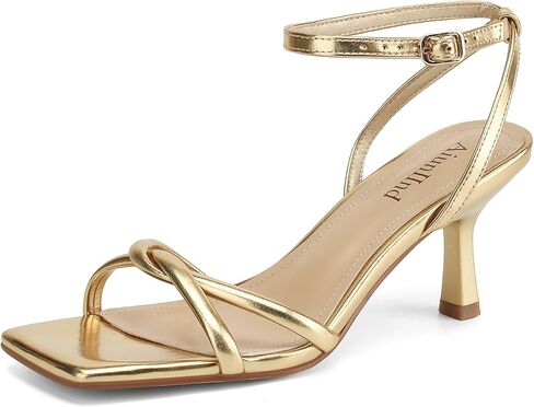 AIUNIIND Women's Kitten Low Heel Sandals, Strappy Square Open Toe 2.5 inch | Adjustable Ankle Strap, Comfortable All Day, for Summer, Going out, Dress, Party, Prom, Wedding Guest Occasions in Saudi Arabia