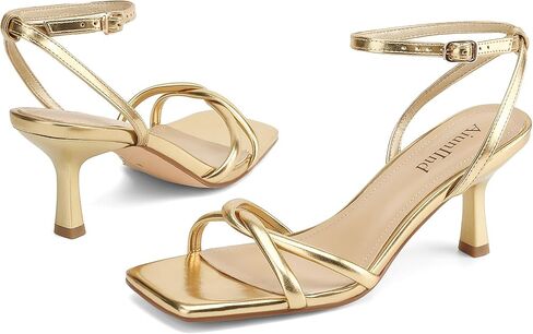 AIUNIIND Women's Kitten Low Heel Sandals, Strappy Square Open Toe 2.5 inch | Adjustable Ankle Strap, Comfortable All Day, for Summer, Going out, Dress, Party, Prom, Wedding Guest Occasions in Saudi Arabia