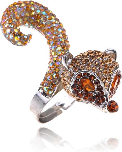 خاتم Alilang Fox Ring Topaz Brown Head Light Crystal Animal حجر الراين للنساء in Kuwait