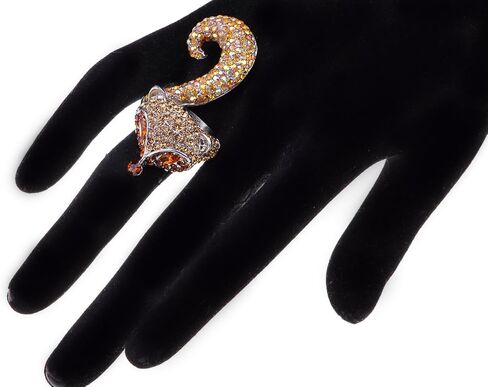 خاتم Alilang Fox Ring Topaz Brown Head Light Crystal Animal حجر الراين للنساء in Kuwait