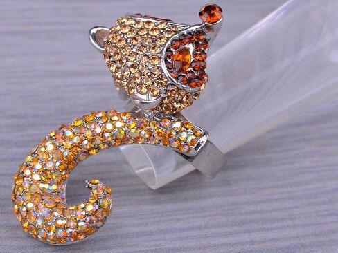 خاتم Alilang Fox Ring Topaz Brown Head Light Crystal Animal حجر الراين للنساء in Kuwait