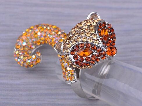 خاتم Alilang Fox Ring Topaz Brown Head Light Crystal Animal حجر الراين للنساء in Kuwait