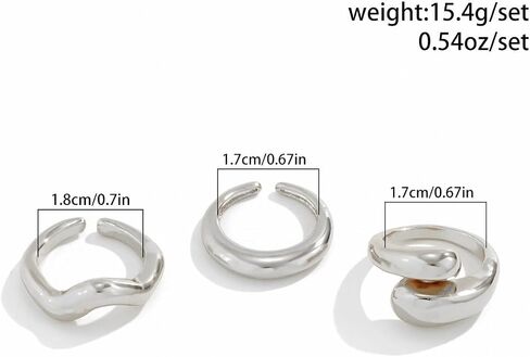 GIGB PBDK Chunky Gold Dome Knuckle Rings for Women Twisting Silver Thumb Statement Ring Set Stackable Open Finger Rings Jewelry Accessories in Kuwait