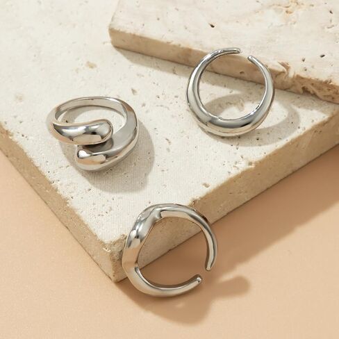 GIGB PBDK Chunky Gold Dome Knuckle Rings for Women Twisting Silver Thumb Statement Ring Set Stackable Open Finger Rings Jewelry Accessories in Kuwait