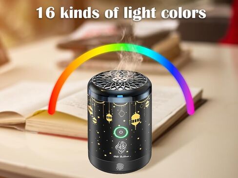 مبخرة كهربائية، بخور كهربائي محمول، مبخرة بخور إلكترونية عربية قابلة لإعادة الشحن عبر USB، مبخرة كهربائية للسيارة مع 16 لونًا من أضواء LED، تستخدم للسيارة والمنزل in Kuwait