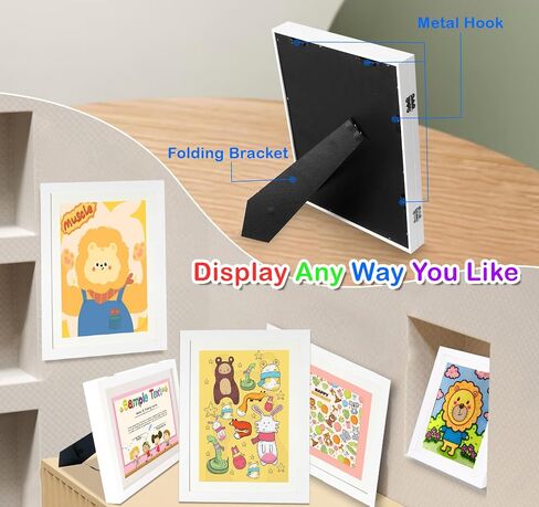 1-Pack Kids Artwork Frames Changeable with Stand 8.5x11 Front Opening, A4 Art Frames for Kids Art Storage, Art Picture Frame with Mat and 2 Acrylic Boards, Kids Room Decor Art Display, Holds 150Pcs in Saudi Arabia