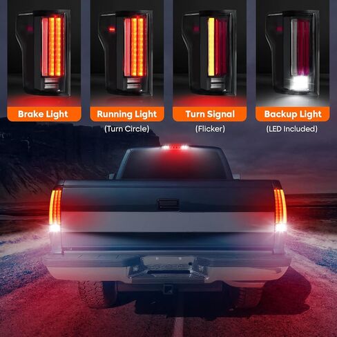 مصباح خلفي LED لسيارة Ford F-150 2015 2016 2017 2018 2019 2020، مجموعة الضوء الخلفي، غير مناسب لطراز 2019 XLT/Lariat & Blind Spot ومصباح LED من المصنع in Kuwait