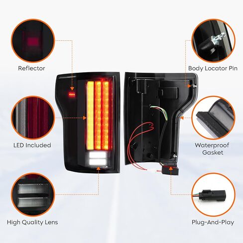 مصباح خلفي LED لسيارة Ford F-150 2015 2016 2017 2018 2019 2020، مجموعة الضوء الخلفي، غير مناسب لطراز 2019 XLT/Lariat & Blind Spot ومصباح LED من المصنع in Kuwait