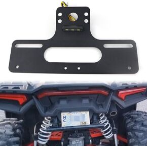 UTV ATV License Plate Holder with LED Light, Aluminum UTV License Plate Frame Universal For UTV, ATV, Trailer, Truck, RV, Boat, Golf Cart, Compatible with RZR Ranger Marverick X3 Renegade DS
