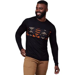 D'IYANU | Ore Men's African Print Long Sleeve T-Shirt | Premium Comfortable and Traditional | Black/Natural Mudcloth