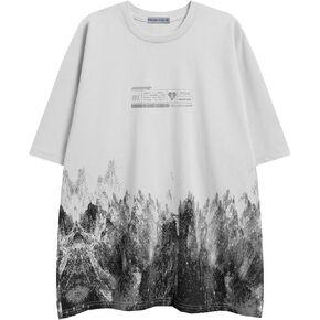 Aelfric Eden Mens Oversized Tshirts Snow Mountain Graphic Tee Print Tops Streetwear Casual Shirt