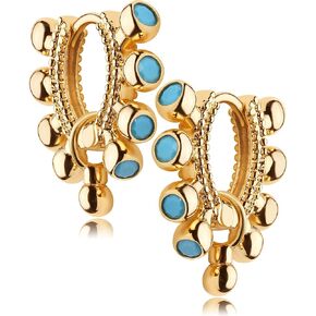 أقراط Fettero النسائية الذهبية Huggie هوب أقراط صغيرة مطلية بالذهب عيار 14 قيراط أقراط حلقية مطرزة للارتداء اليومي أقراط صغيرة بوهو على الشاطئ أقراط بسيطة حساسة لا تسبب الحساسية in Kuwait