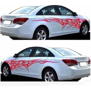 BININBOX 1 Set Car Body Side Truck Decal Vinyl Flame Graphics Racing Stripes Sticker Universal (Black)