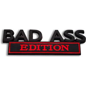 Bad Ass Edition Emblem, Bad Ass Car Tail Badge, Car Funny Modification Label Decal, Car Fender Bumper Sticker Body Sticker Fit for Universal Vehicle (Silver&Black)