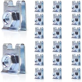 20 PCS M6 Metal U-Shaped Nut Fixer, Car License Plate Screw Base Nut Installation Clip Rivet, Car Decorative Buckle with Nut, Universal for Most Cars (Silver)