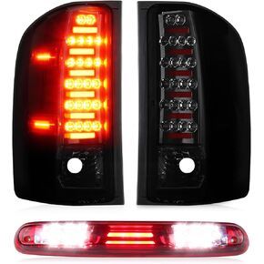 Tail Light + 3rd Brake Cargo Lamp for Chevy Silverado 1500 2007-2013, Silverado 2500 HD & 3500 HD 2007-2014, GMC Sierra 3500 HD 2008-2014, Third Center High Mount Stop Light Rear LED Taillight