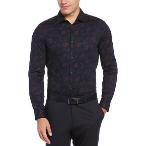 قميص Perry Ellis الرجالي ذو المقاس النحيف والمطاط بأكمام طويلة وأزرار سفلية in Kuwait