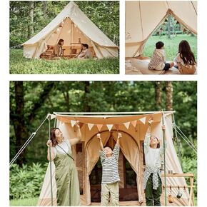 S'more Dolce Lodge Canvas Tent, 4~6 Person, 4 Season Luxury Outdoor Tent for Family Glamping, Car Camping, Outdoor Party, 10'x10'x6.5'