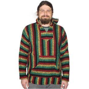 Baja Joe Eco-Friendly Woven Striped Pullover Baja Hoodie