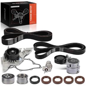 A-Premium Engine Timing Belt Kit with Water Pump Compatible with Audi A6 Quattro 2000-2004, Allroad Quattro 2001-2005, S4 2000-2002 - DOHC V6 2.7L