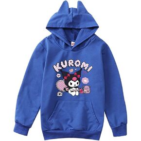 Kuromi Ears Hoodie Sweatshirts Petite Women's Long Sleeve Pullover Tops Girls Cute Cartoon Graphic Hooded Sweater