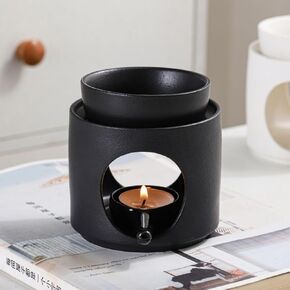 Hand Made Large Capacity Essential Oil Burner Wax Melt Burners, Aromatherapy Aroma Burner Ceramic Oil Diffuser Candle Tealight Holder Home Bedroom Decor-White