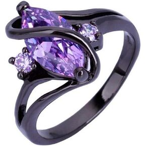 Black Gold Plated Oval Shape Austrian Crystal Stone Promise Statement Ring