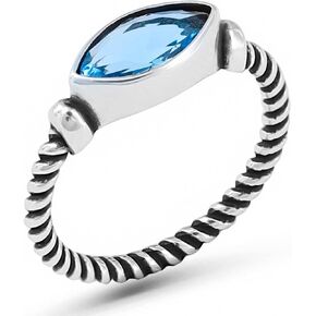 Genuine Solid 925 Sterling Silver Marquise Brilliant Cut Cz Cubic Zirconia Simulated Blue Aquamarine Stone, Gift for All Occasions, Dainty Ring for Women