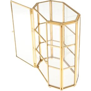 #N/A Glass Geometric Jewelry Box, Keepsake Trinket Box Organizer, for Storage & Display Rings, Earrings, Bracelet