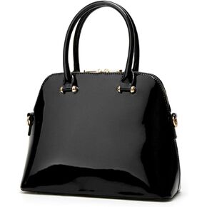 Women Top-handle Handbag Purse Glossy Patent PU Shell Shoulder Crossbody Bag Satchel Tote