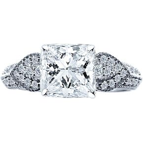 2 Carat Lab Grown Synthetic Princess Vintage Milgrain IGI Certified Diamond Engagement Ring (1.5 Ct, H-I Color, VS1-VS2 Clarity Center)