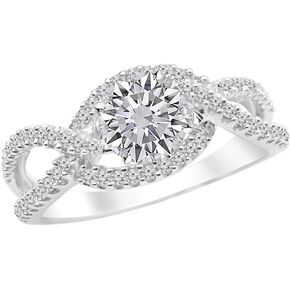 2.5 Carat Lab Grown Synthetic Round Infinity Twisting Split Shank IGI Certified Diamond Engagement Ring (2 Ct, I-J Color, SI1-SI2 Clarity Center)